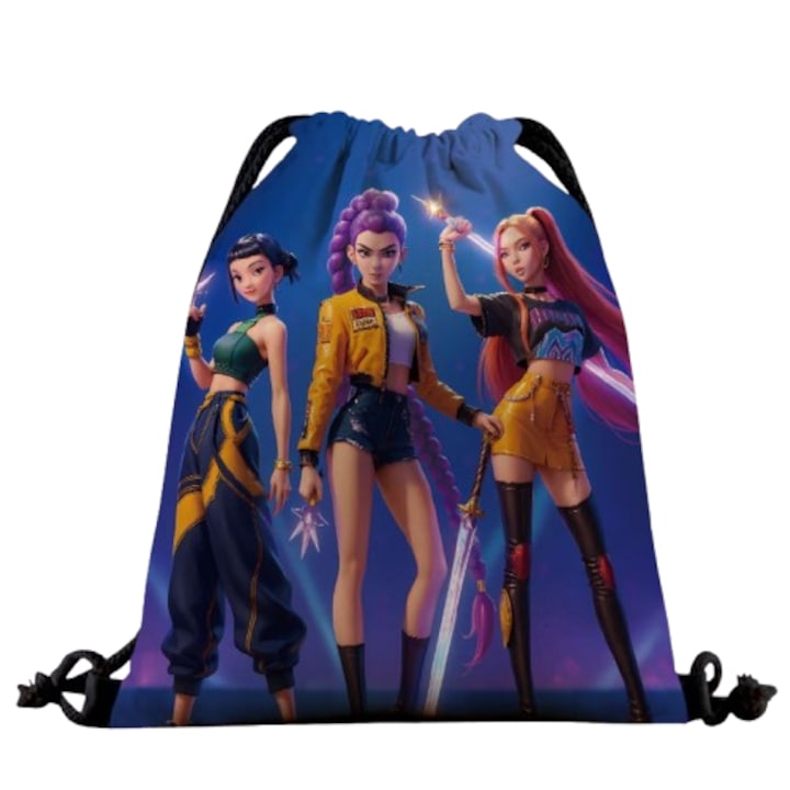 Ghiozdan cu sfoara, Model K-POP, capacitate mare, 39x32cm, pentru scoala si activitati zilnice