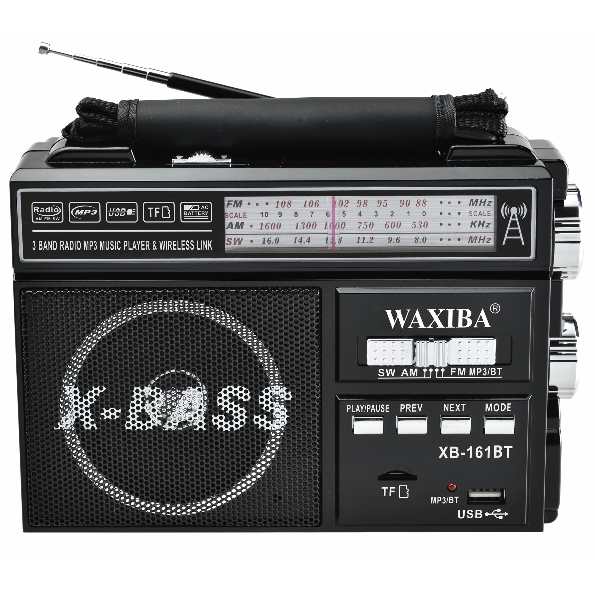 Radio portabil Elworld XB-161BT, radio AM/FM/SW cu 3 benzi, player