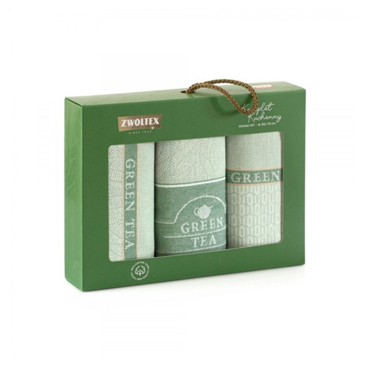 Set prosoape de bucatarie 3 bucati, Zwoltex, Green Tea, 50x70cm, verde
