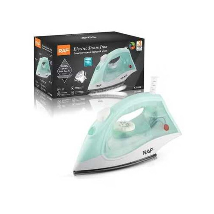 Fier de călcat cu aburi Raf R.1106B, design compact, verde mentă, 1800 W