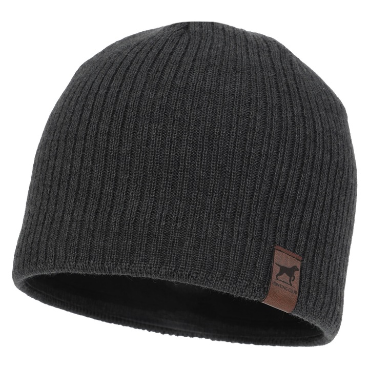 Caciula de iarna pentru barbati Bird, Cu lana Merino, Captuseala Polar, Elastica, Culoare Gri inchis, Marime Universala 55-60