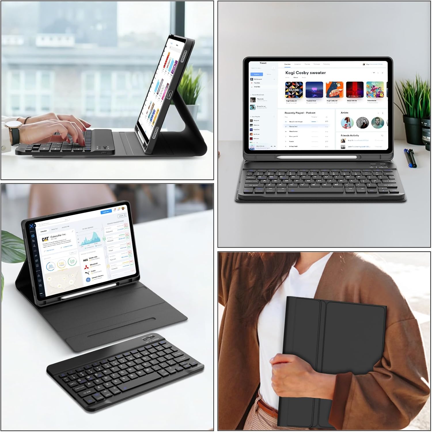 Husă cu Tastatură Bluetooth și Touchpad pentru Samsung Galaxy Tab S11, Piele Ecologică, Multicolor, 11"