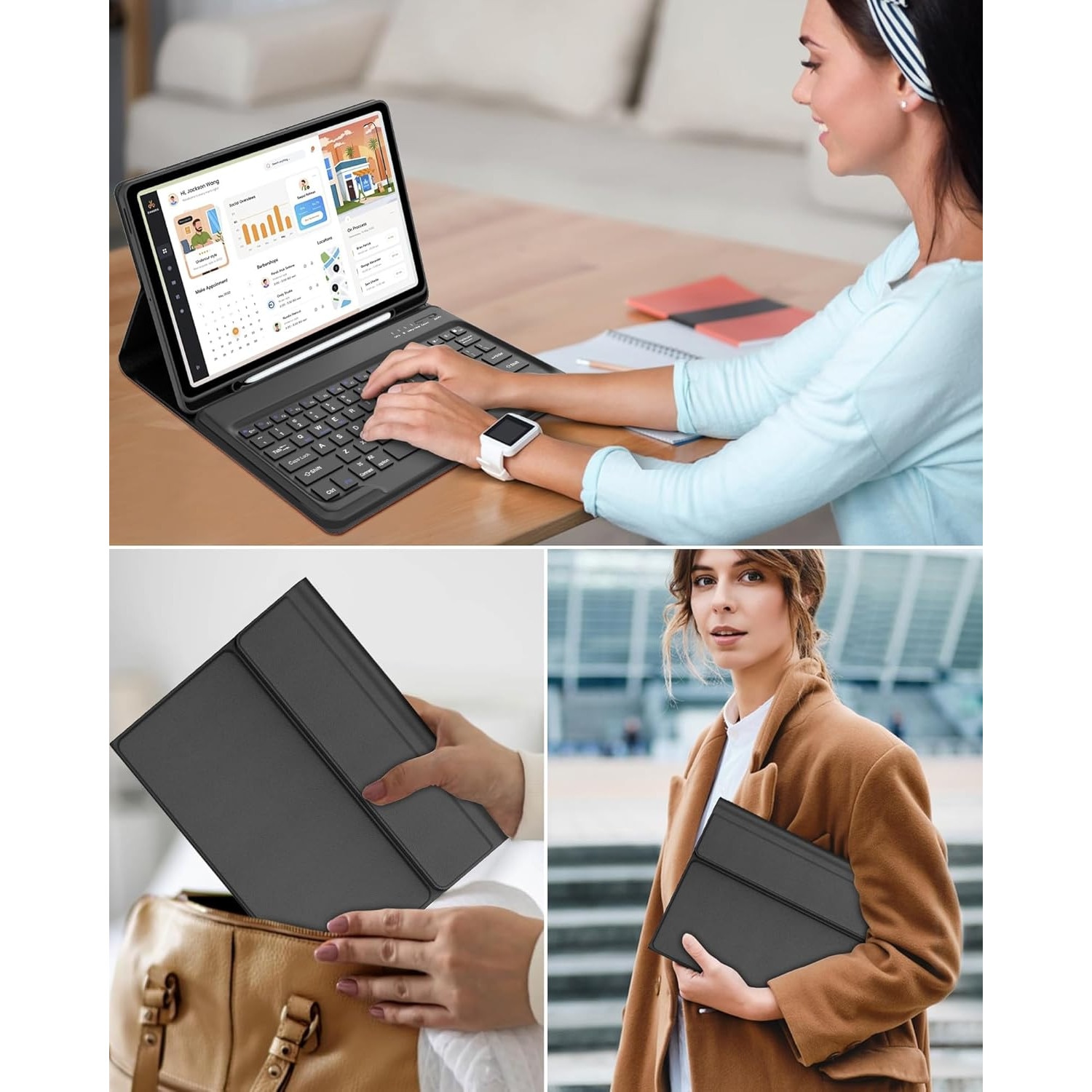 Husă cu Tastatură Bluetooth și Touchpad pentru Samsung Galaxy Tab S11, Piele Ecologică, Multicolor, 11"