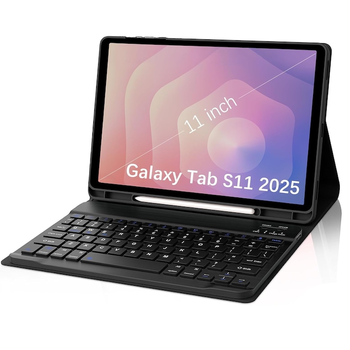 Husă cu Tastatură Bluetooth și Touchpad pentru Samsung Galaxy Tab S11, Piele Ecologică, Multicolor, 11"