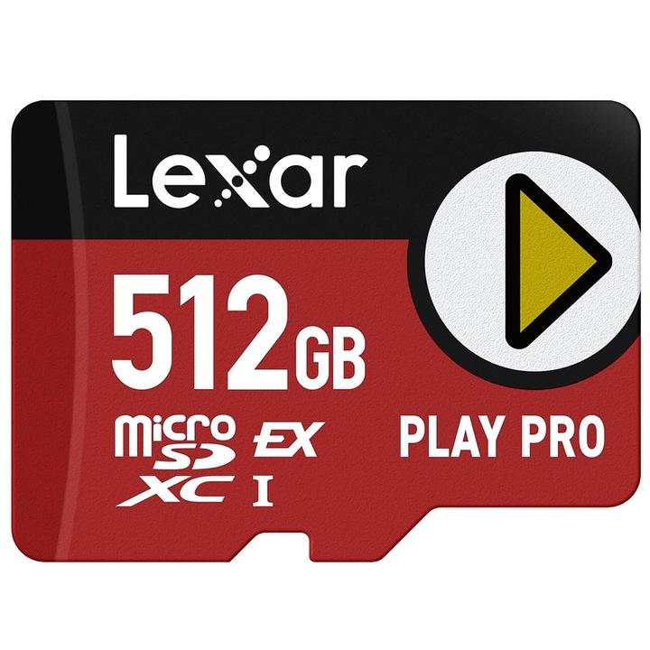 Карта памет microSDXC Lexar 512GB, UHS-I, A2, черна, със SD адаптер