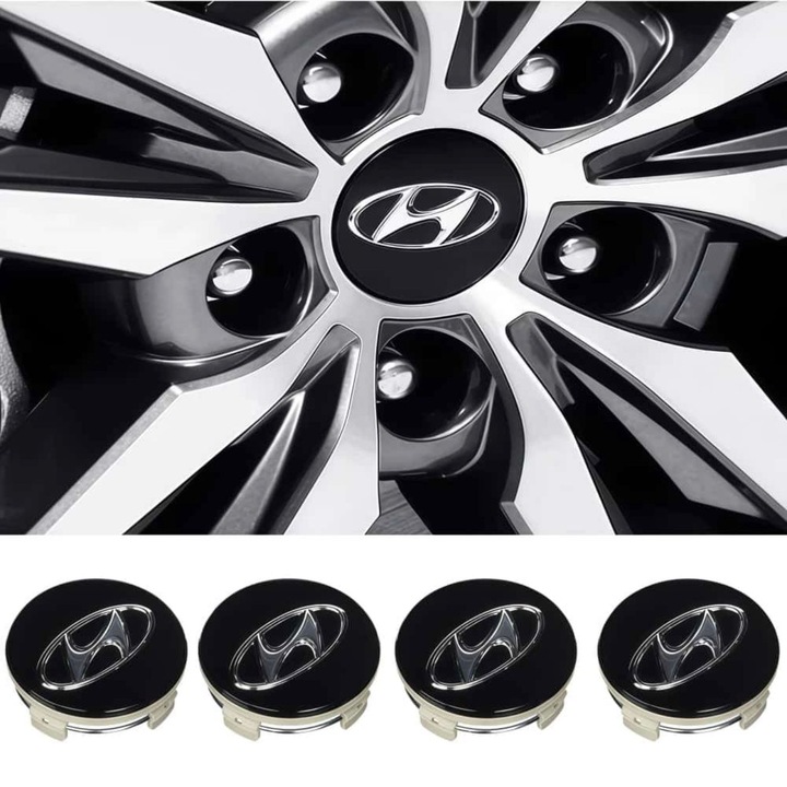 Комплект 4 Капачки за Джанти 60мм за Hyundai - Съвместими с i10, i20, i30, ix35 и Други Модели, Черни