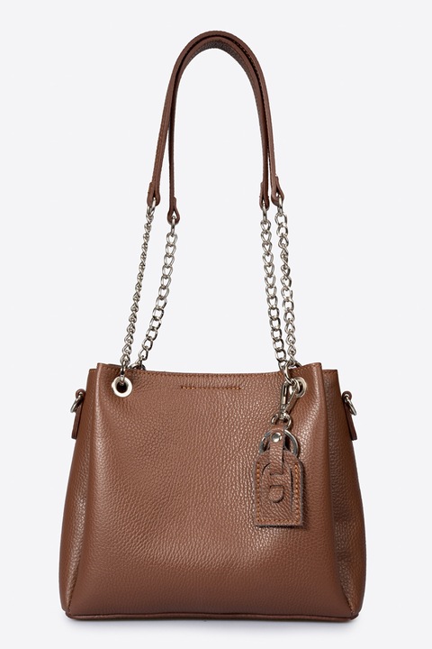 Massimo Castelli, Кожена чанта с презрамки с верижка, Кафяв