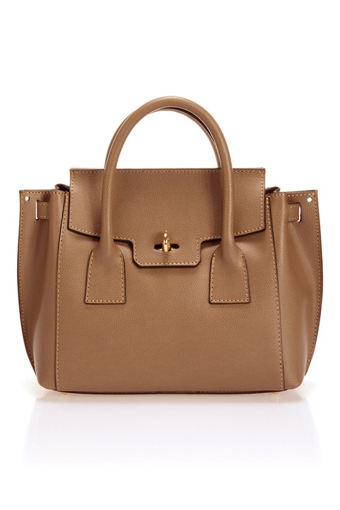 Massimo Castelli, Geanta din piele cu maner si bareta aditionala, Caramel