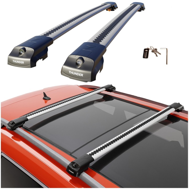 Bagaj pe acoperis Thunder, montare intre relingi, 75 kg capacitate, aluminiu, 2006-2011, ALFA ROMEO 159 SPORTWAGON