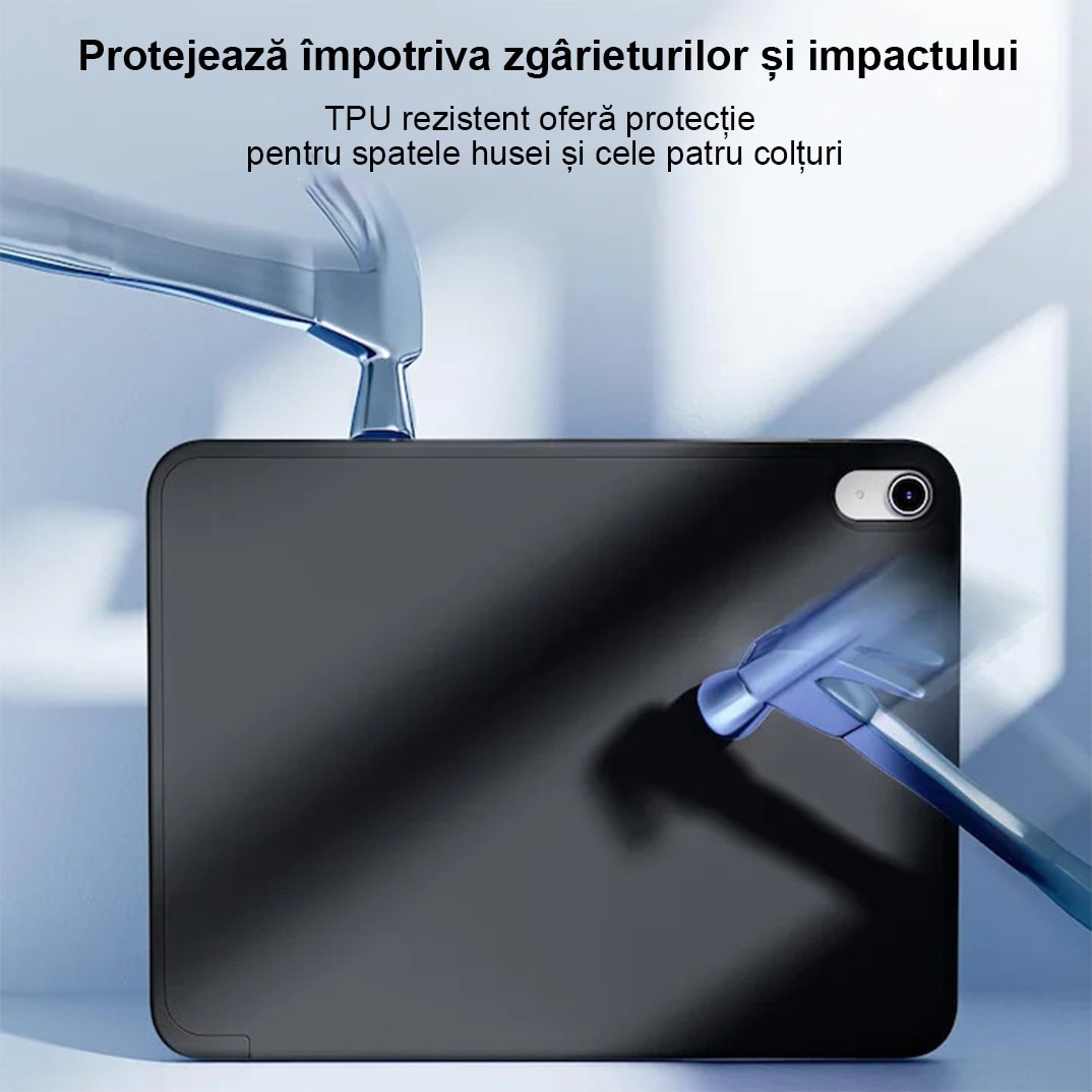 Husa de protectie pentru iPad 11″ (generatia 11, 2025 – A16) si iPad 10, 9″ (generatia 10, 2022), husa inteligenta cu suport pliabil in trei pozitii, spate ultra-subtire, culoare negru, vadrami