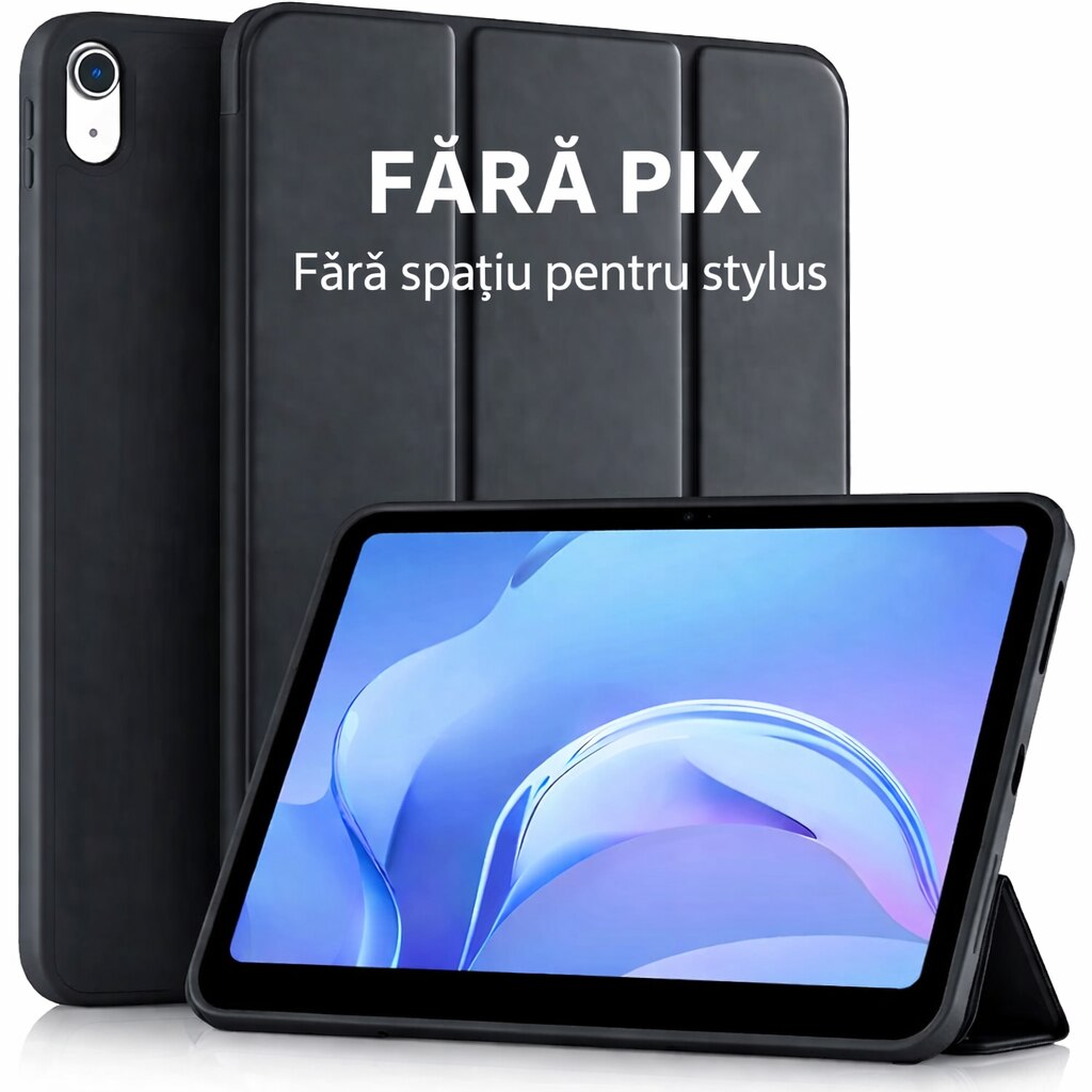 Husa de protectie pentru iPad 11″ (generatia 11, 2025 – A16) si iPad 10, 9″ (generatia 10, 2022), husa inteligenta cu suport pliabil in trei pozitii, spate ultra-subtire, culoare negru, vadrami