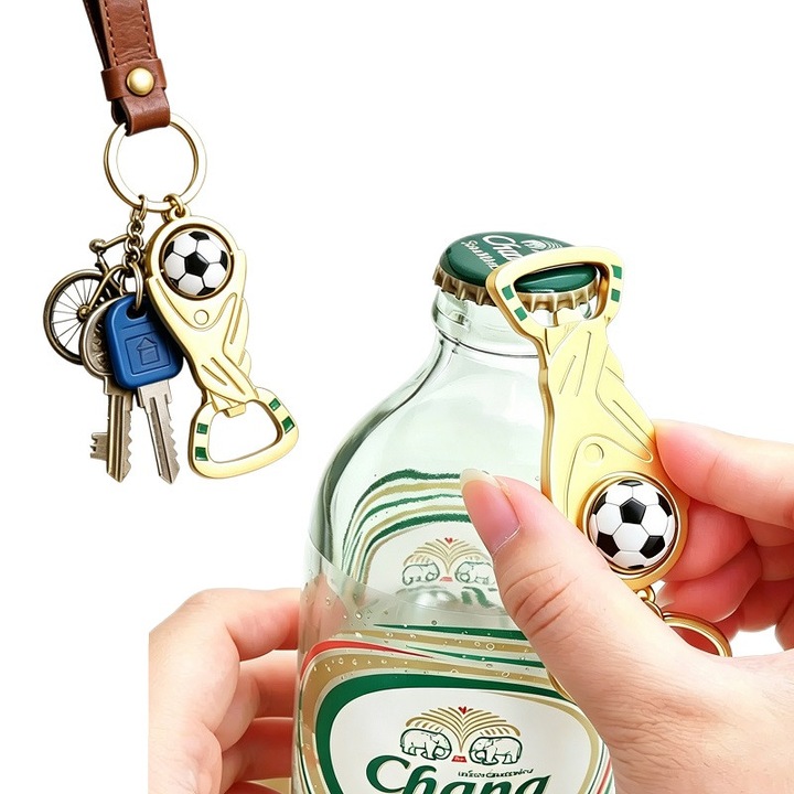 ShuangBo® 1 bucata breloc in forma de Cupa Mondiala de Fotbal, deschizator de sticle multifunctional, cadou suvenir pentru fani fotbal, accesoriu portabil pentru chei auto si geanta