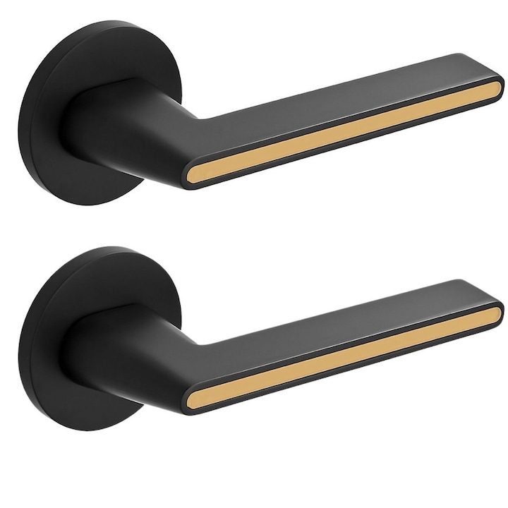 Klamka usa interior ELIKA, negru mat / auriu, 123mm, set