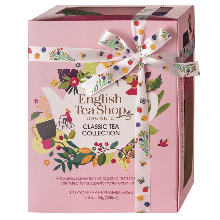 English Tea Shop Colectia de ceaiuri clasice organice Pink, Set de ceaiuri - 12 piramide