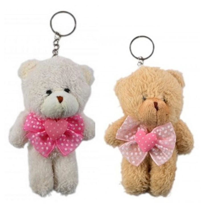 Breloc pluszowy cu inima, 12 cm, set culori variate