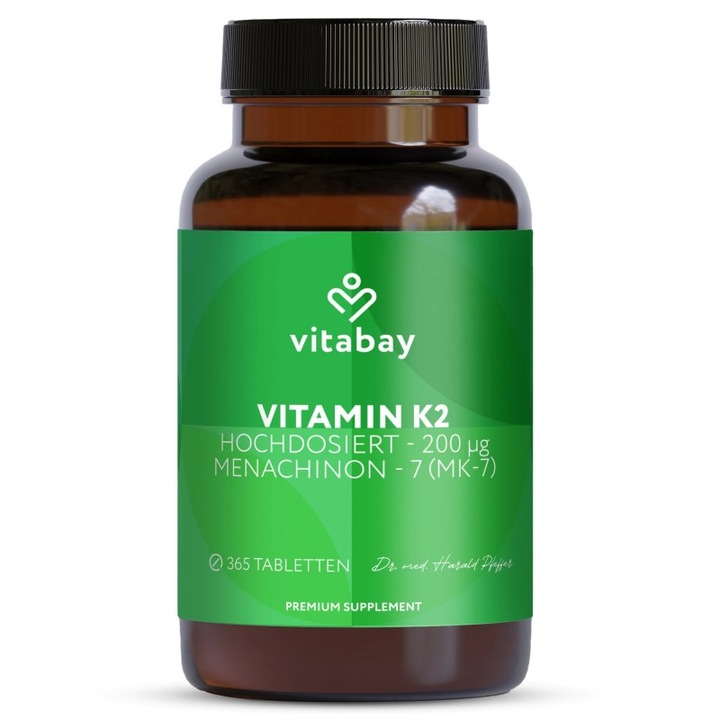 Vitamina K2 MK-7 200 mcg - 365 Tablete vegane, Vitabay