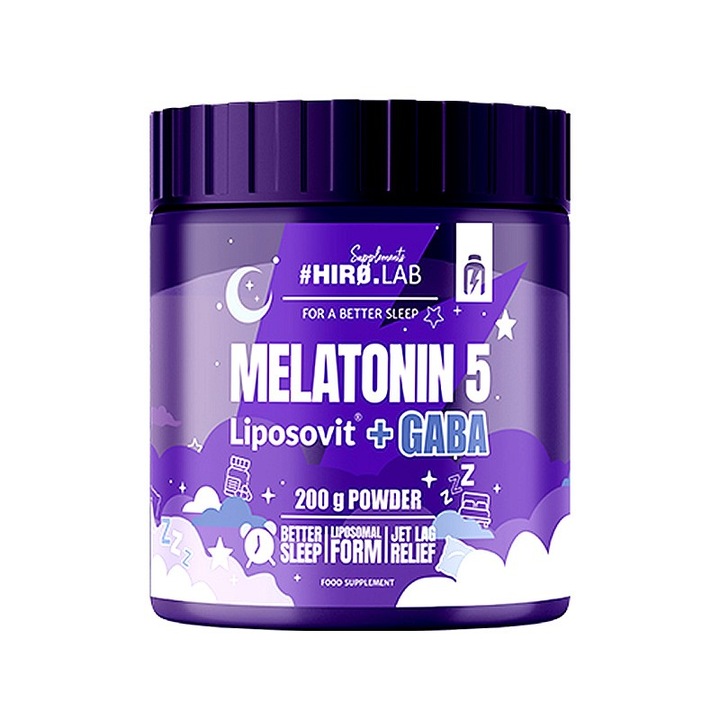 Melatonina 5 Liposovit + GABA pudră, HIRO.LAB, 200 g, relaxare naturală
