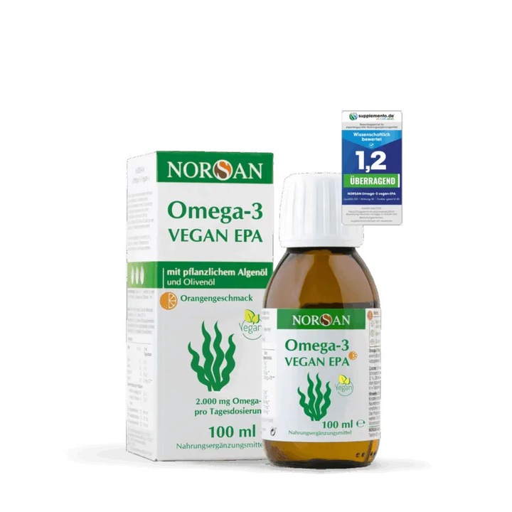Nutritional supplement, NORSAN Omega 3 Vegan EPA, ulei din alge, 100 ml