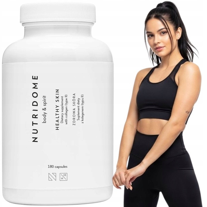 Supliment Alimentar, Nutridome, Piele Sanatoasa, Colagen Tip II, Hidratare cu Acid Hialuronic, 180 Capsule