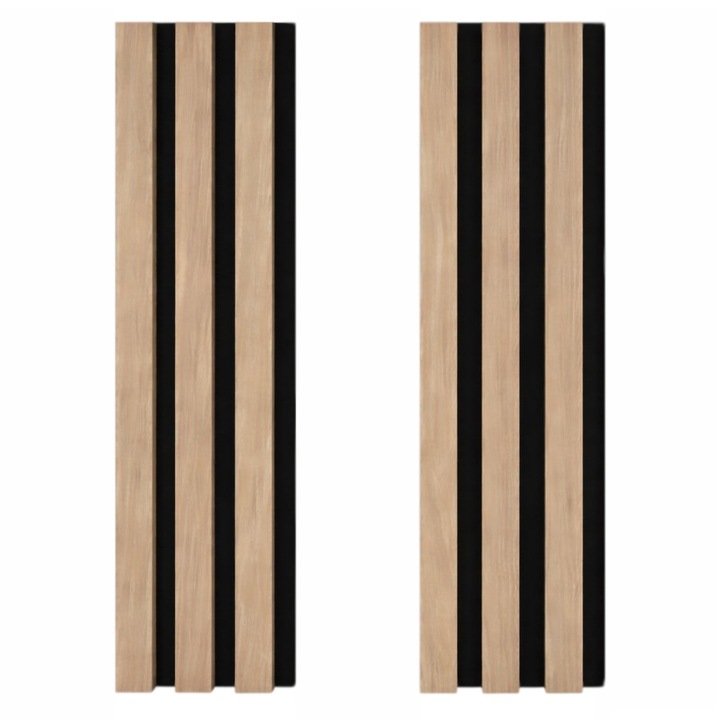 Set 2 Panouri Riflaj Acustic Decorativ, MDF, 260 x 12 cm, Design Modern