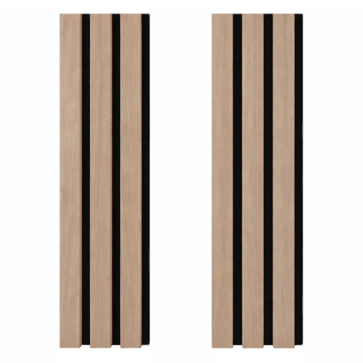 Set 2 Panouri Riflaj Acustic Decorativ, MDF, 240 x 12 cm, Design Modern, 1282S