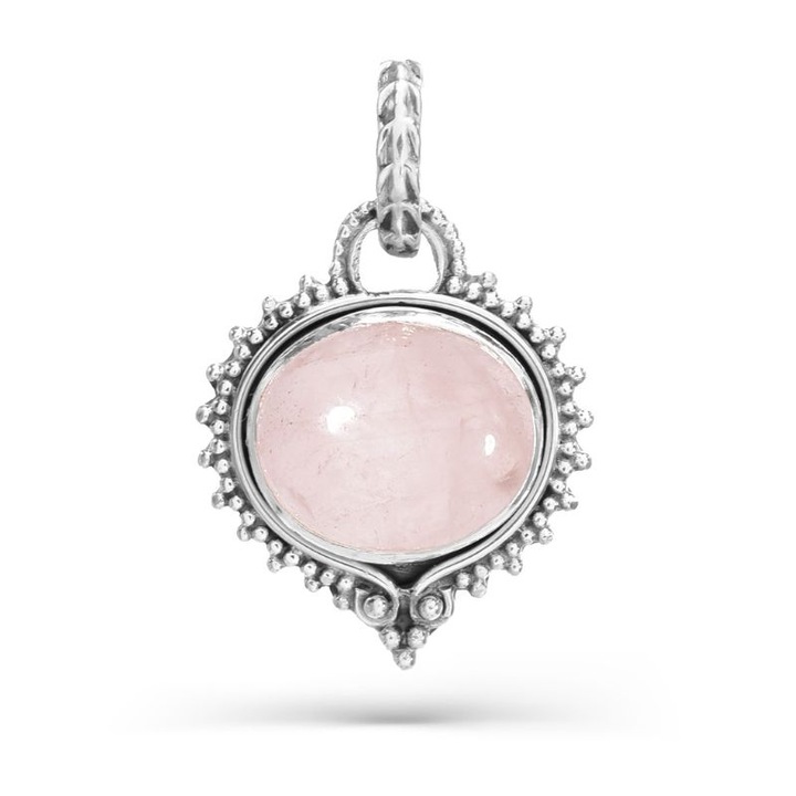 Pandantiv din argint cuart roz Oglinda Fermecata