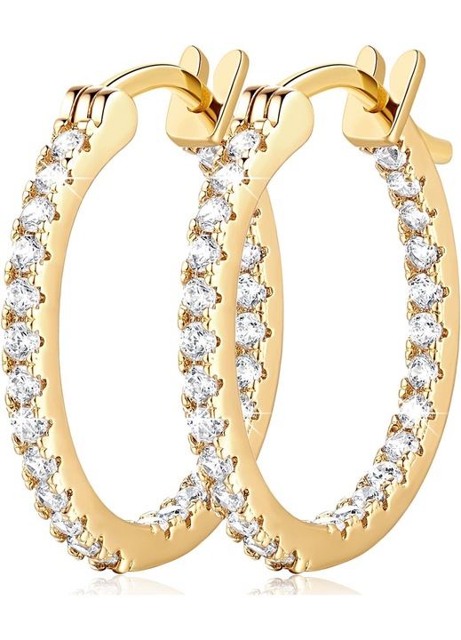 Cercei aur 585 dama rotunzi cu zirconiu modele noi stralucitoare cercei tip cerc pentru femei 14k