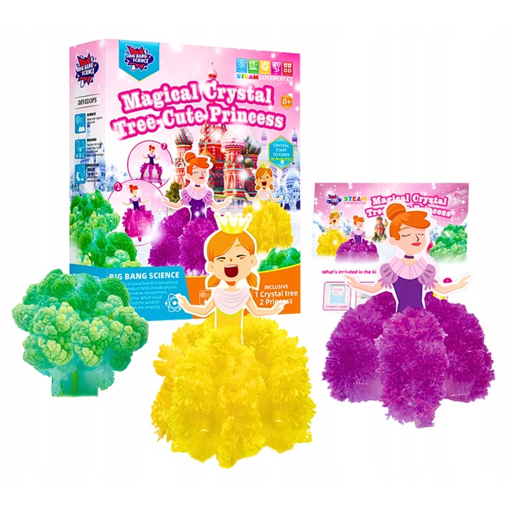 Set de Experimente Cristale Magice, Xunyi, 3 Forme Colorate, 6+ ani