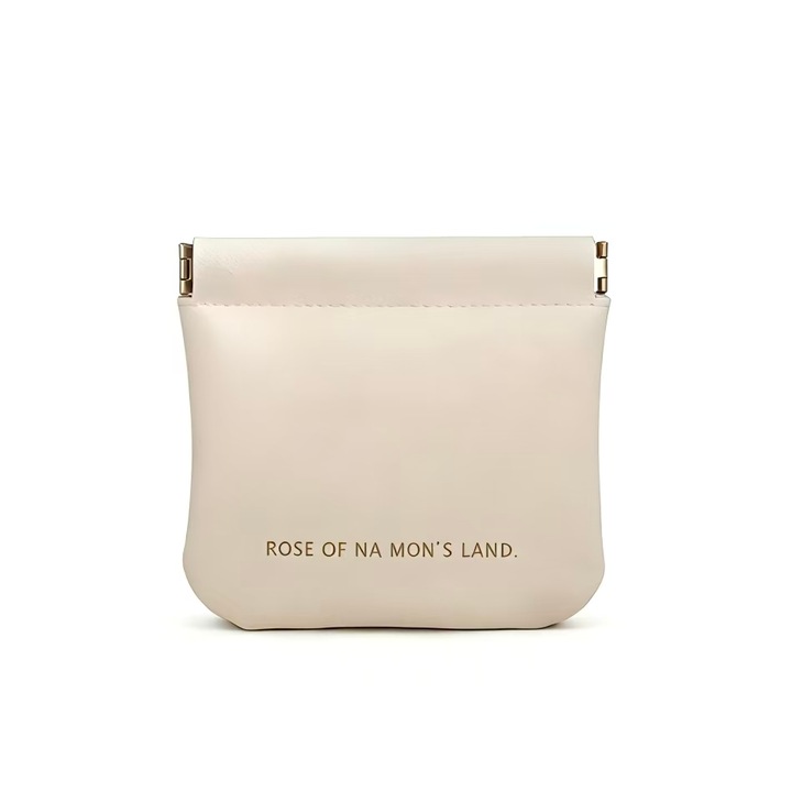 Organizator Portabil pentru Ruj din PU, Inchidere Magnetica cu Capse, 12 x 11.5 x 1 cm, alb