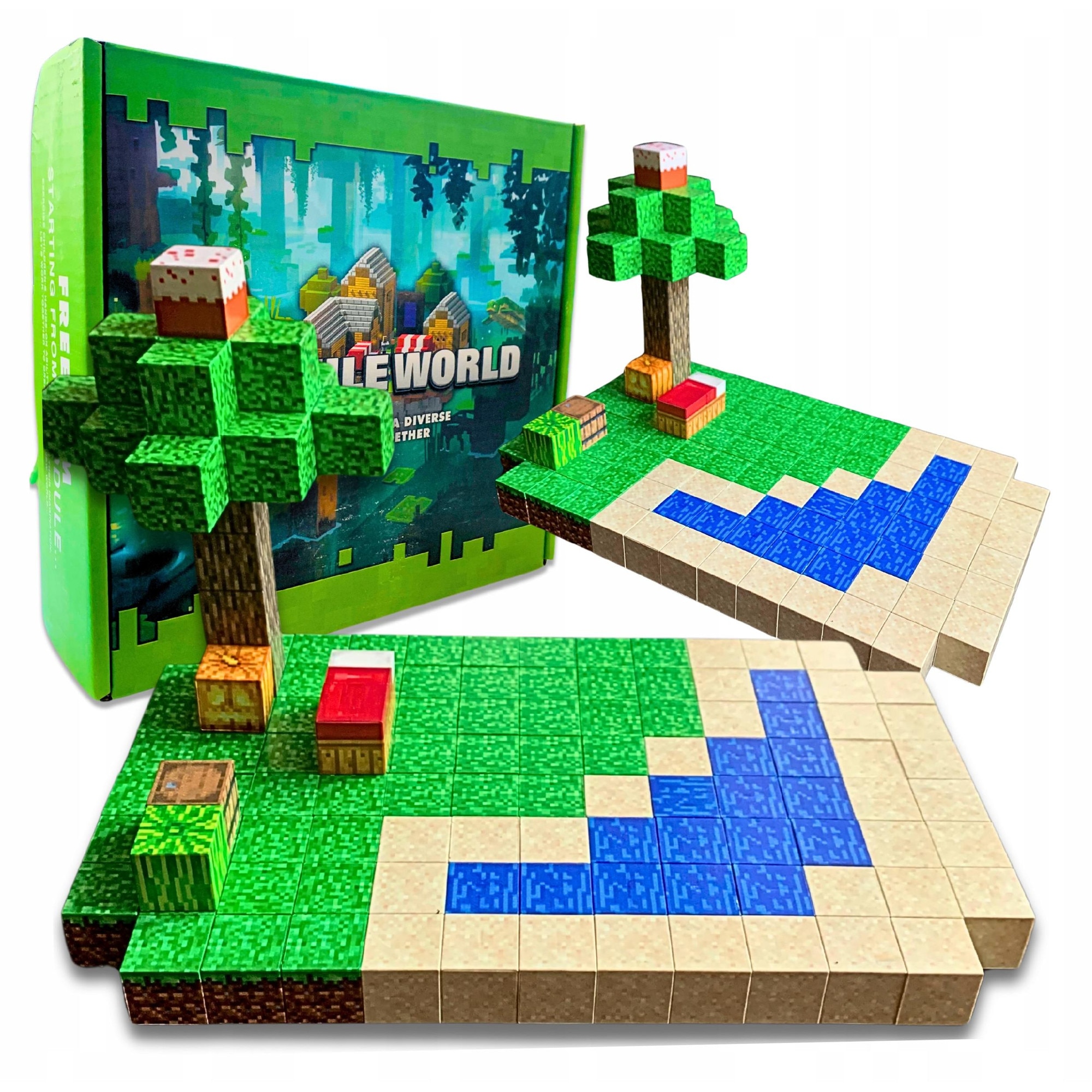 Set de constructie magnetice Module World, 128 piese, diverse ...