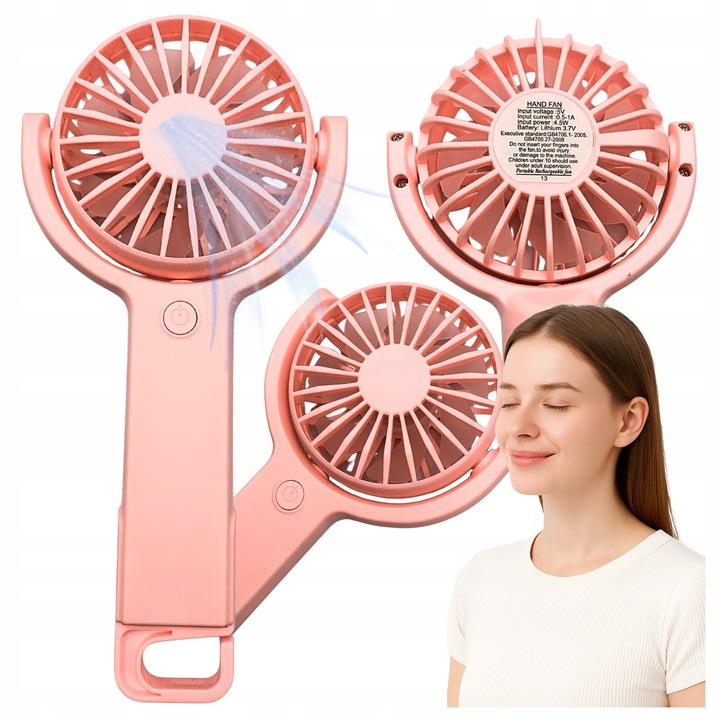 Mini USB ventilátor, Yifeng, 5 sebességes, rózsaszín, 187x93x31mm, USB kábellel