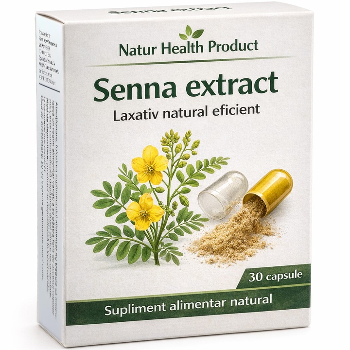 Senna extract 500mg, "Laxativ natural eficient", 30 capsule, Health Product