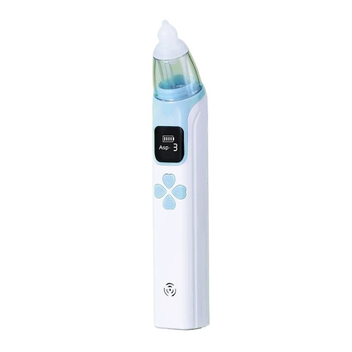 Aspirator nazal electric verde pentru bebelusi, aspirator nazal electric 3 trepte aspiratie, portabil, capete din silicon, usor de curatat, bebe, cutie depozitare, incarcare USB-C