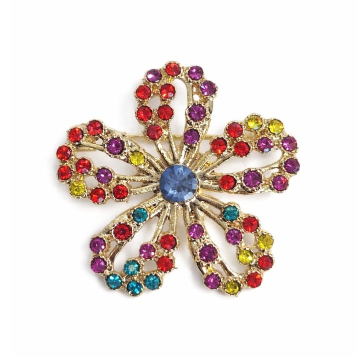 Martisor Brosa Imperial Flower, placata cu Aur 24K, Accesoriu Elegant pentru Femei, 2-3 cm