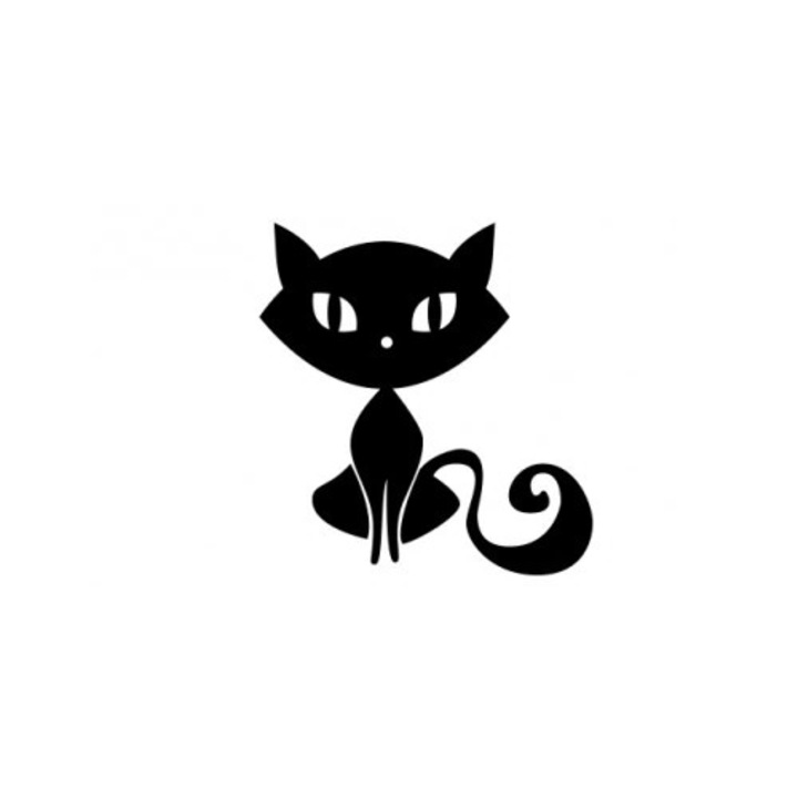 Sticker auto decorativ pisicuta, marimea 26 cm, alb