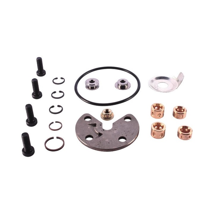 JRONE CT10 turbófeltöltő javító készlet, 2x csapágy, 4x M6x16 csavar, 3x tömítés, 1x o-gyűrű, 1x magasnyomású persely