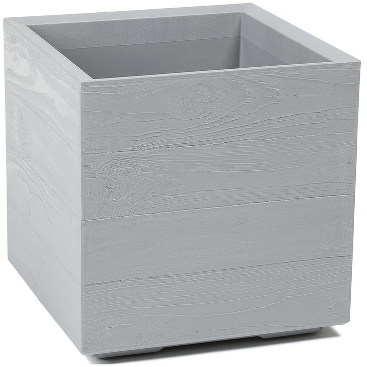 Ghiveci HowHomely, beton, imitatie lemn, gri, 30x30cm