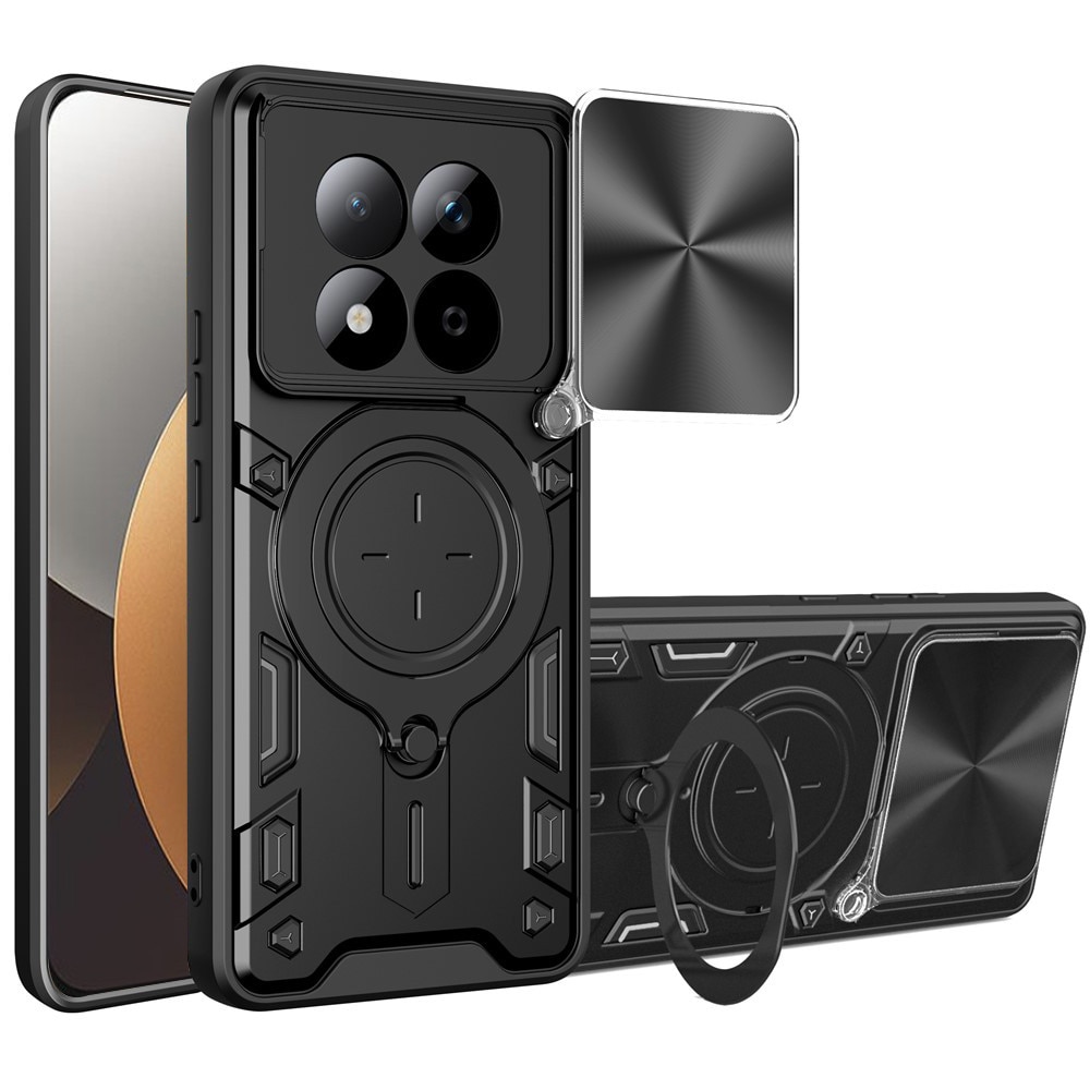 Husa pentru Xiaomi Redmi Note 15 Pro 5G cu protectie pentru camera si suport magnetic integrat Ring Shockproof, negru