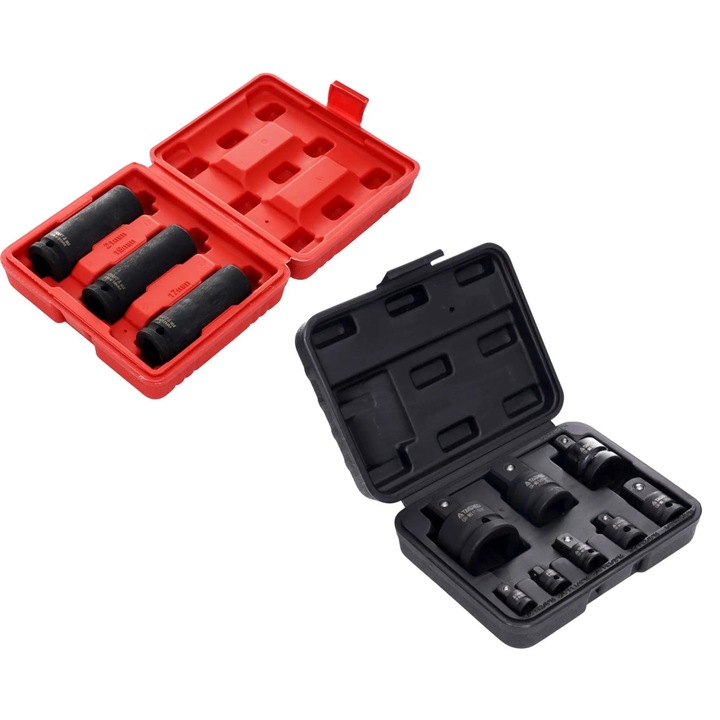 Set chei impact cu adaptoare Tagred TA4212 și chei tubulare Kraft&Dele KD11750, 11 piese, 1/2", 17x21mm