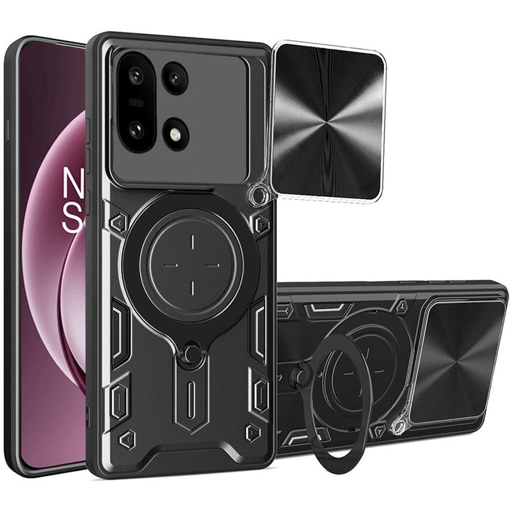 Husă telefon Techsuit CamGuard Pro, negru, din oțel inoxidabil și policarbonat, pentru OnePlus 15
