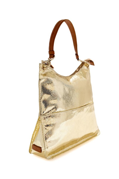 Poseta dama, Pollini, Gold Snake, cu efect de piele de sarpe, culoare Aurie