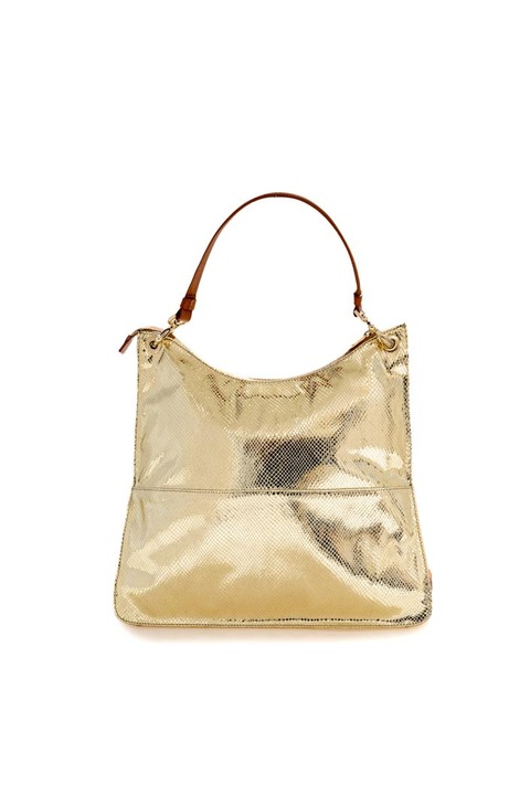 Poseta dama, Pollini, Gold Snake, cu efect de piele de sarpe, culoare Aurie