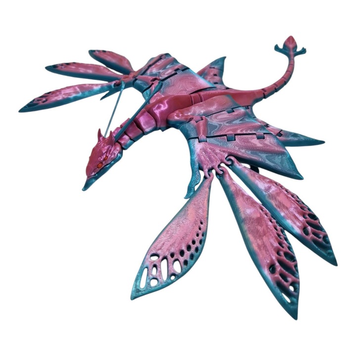 Фигурка Дракон Ikran, 3DONE MODELS, многоцветен градиент розов тюркоаз, гъвкав, 25x25см