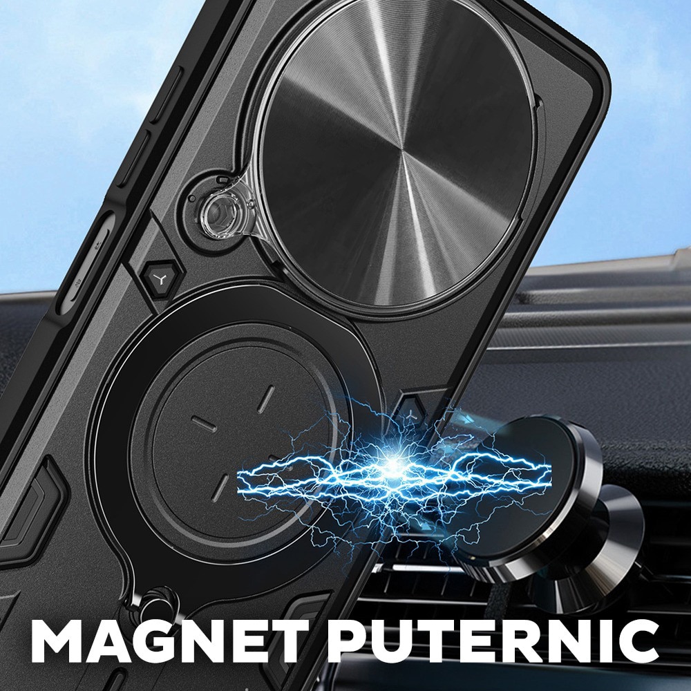 Husa pentru Honor Magic 8 Pro, CamGuard Pro Kickstand, Slider Camera, Antisoc, Protectie Superioara, Negru