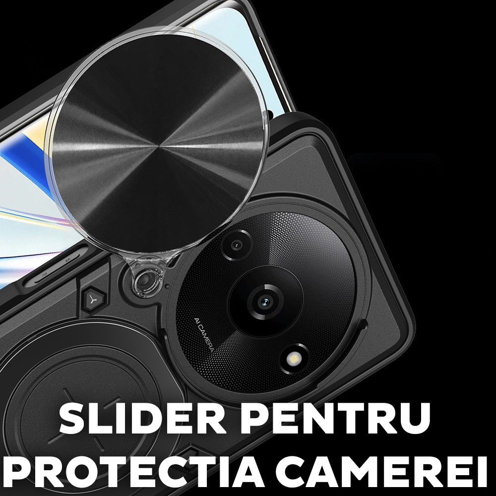 Husa pentru Honor Magic 8 Pro, CamGuard Pro Kickstand, Slider Camera, Antisoc, Protectie Superioara, Negru