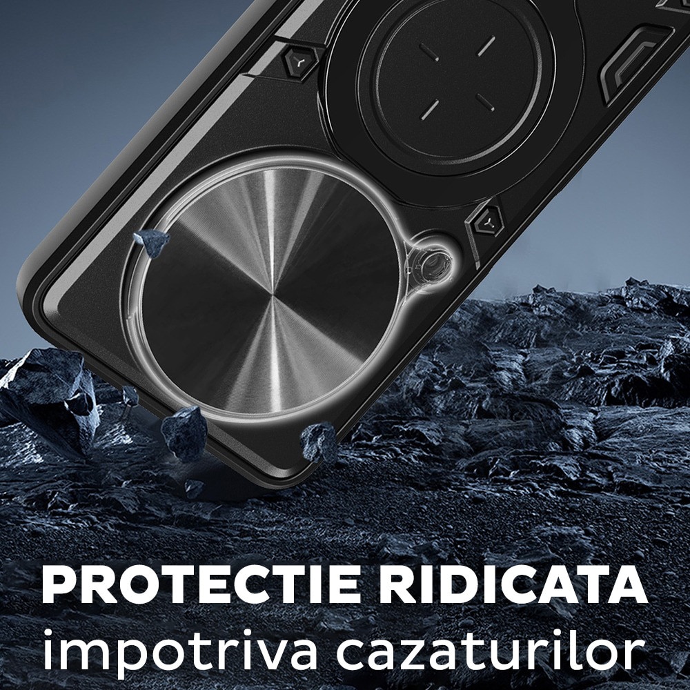 Husa pentru Honor Magic 8 Pro, CamGuard Pro Kickstand, Slider Camera, Antisoc, Protectie Superioara, Negru