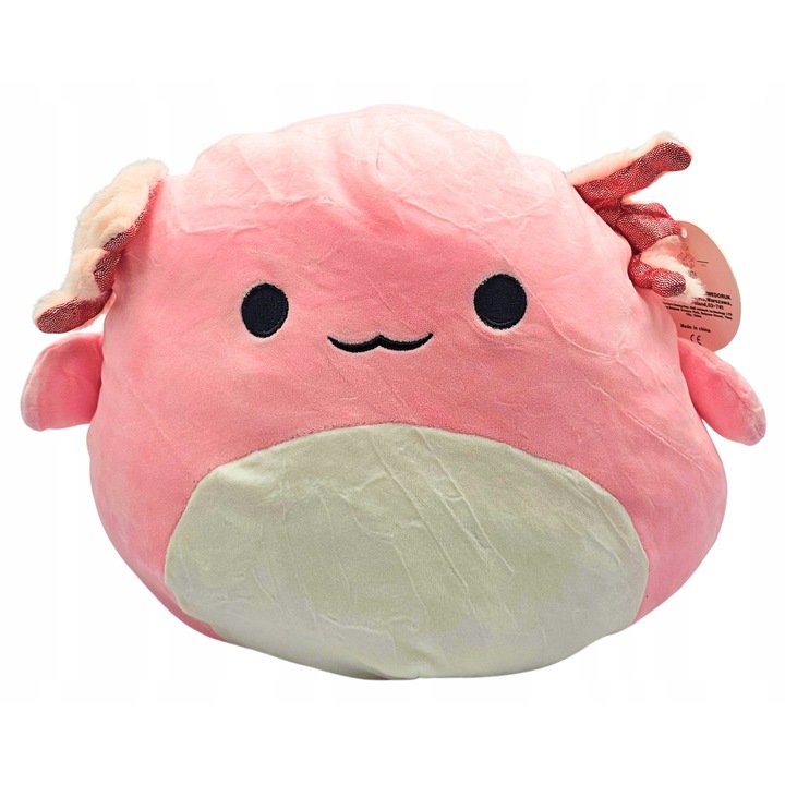 Плюшена играчка, Xunyi, маска на аксолотъл, розово/бяло, 30 см, функция 2 в 1