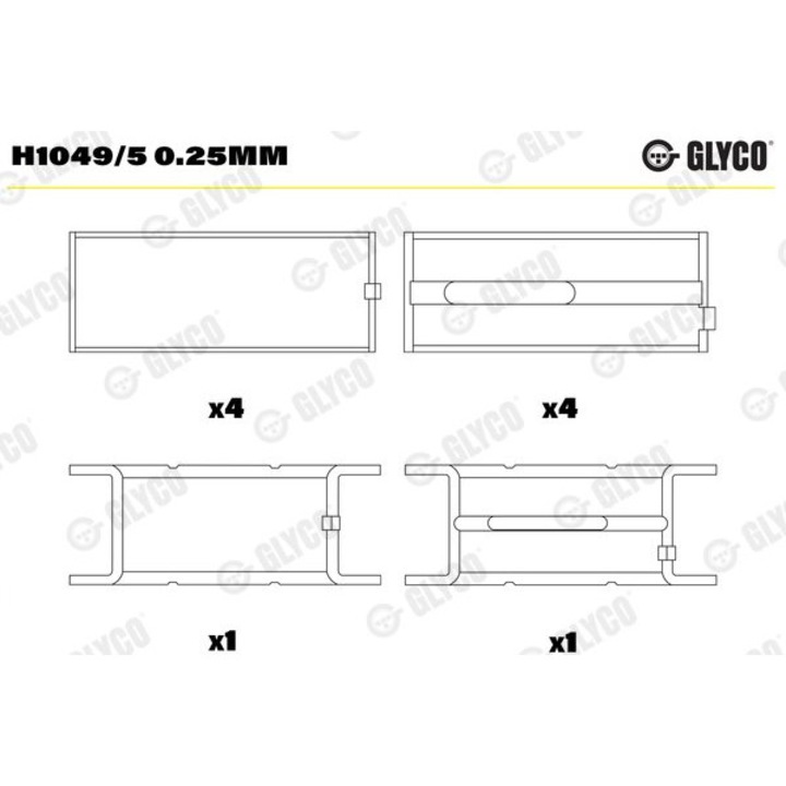 Hajtókarcsapágyak, Glyco H10495 0.25MM Fiat, SEAT, Renault, Iveco, Opel, 1973-2002