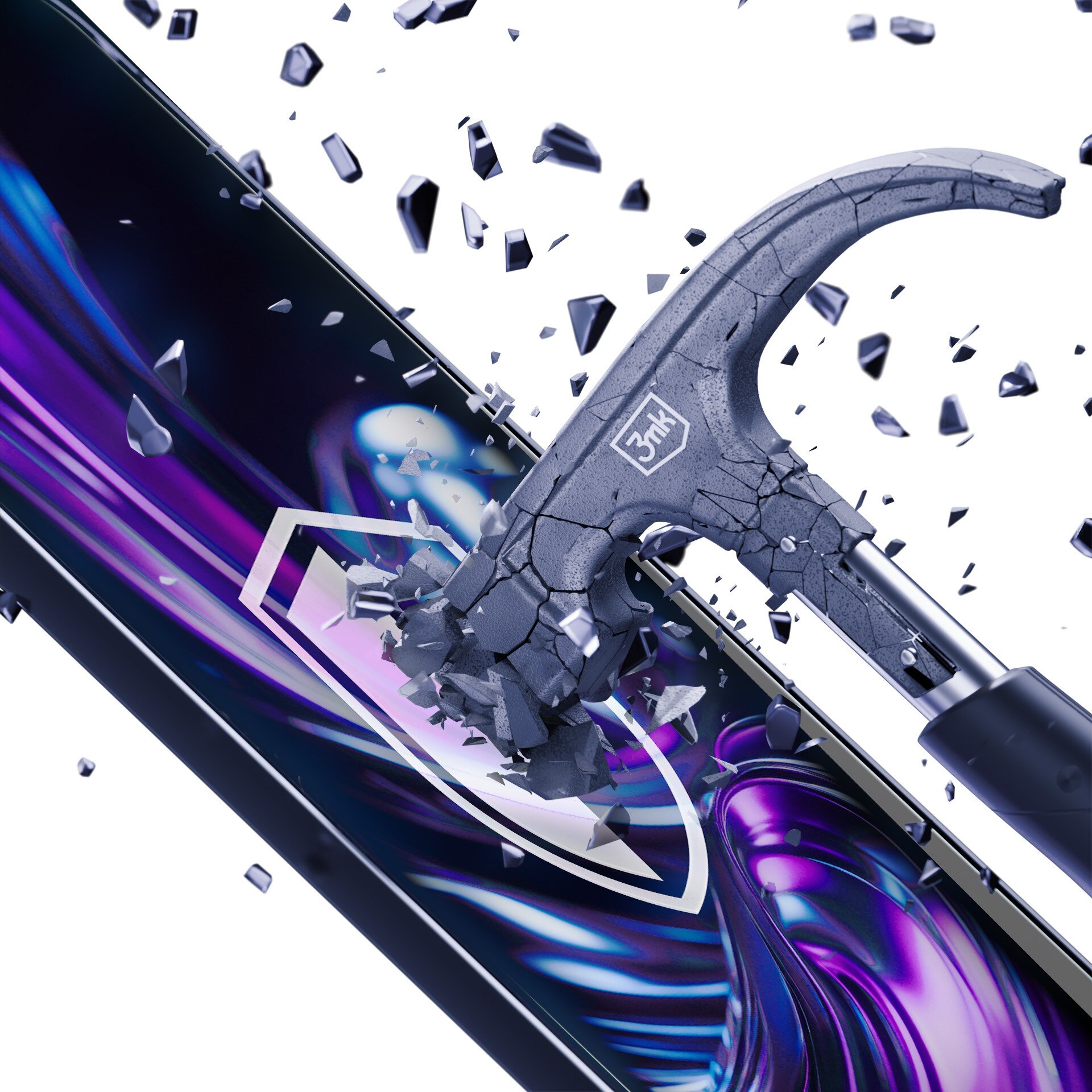 Set 2x folii protectie, Sticla Hibrida 3mk HARDY Fusion pentru Motorola Moto G57 Power, Rezistenta La Impact, Transparent, 0.3mm