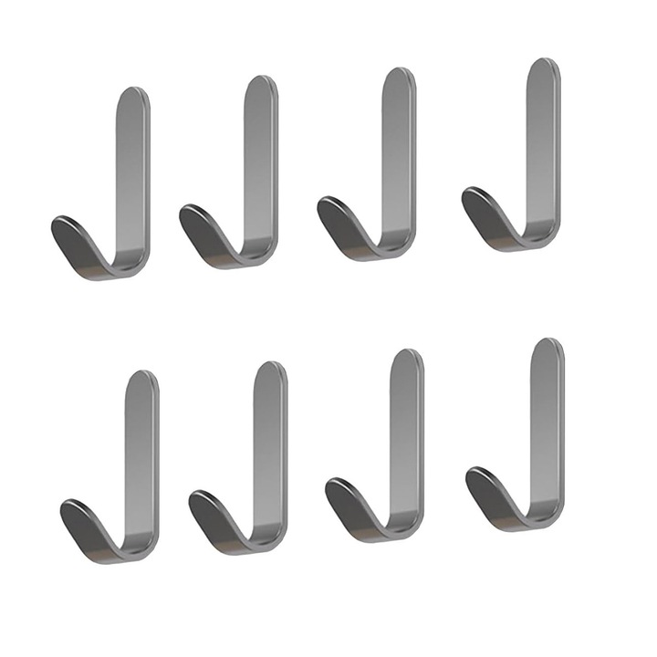 Set agatatoare adezive DUAIU 8 bucati, capace metalice, inox, 5kg, gri